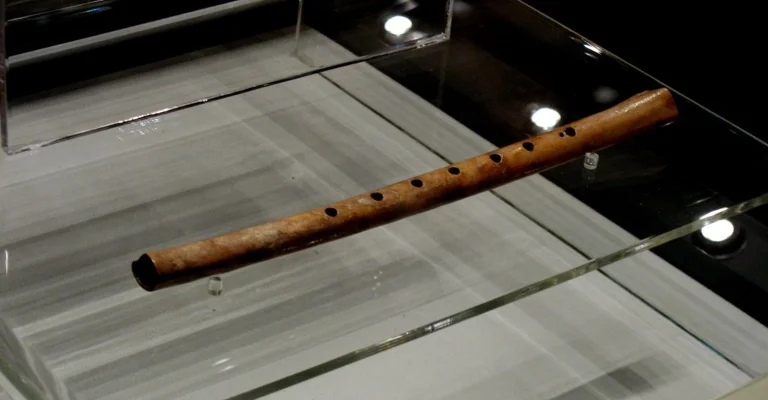 old flute in museum display