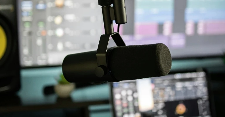 condenser microphone in a studio