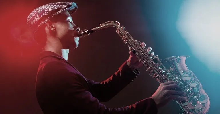 young man playing a sax